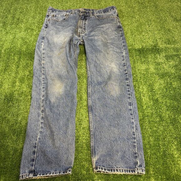 Mens Levi’s 505 Medium Light Blue Wash Straight Leg Denim Jeans Pants Mens 36x29 - Picture 1 of 6